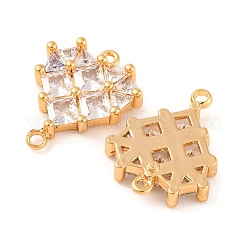 Brass Pave Clear Cubic Zirconia Connector Charms&nbsp;KK-S389-38G