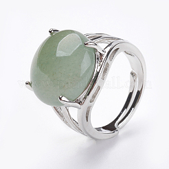 Adjustable Natural Green Aventurine Finger Rings&nbsp;RJEW-F075-01K