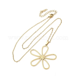Hollow Flower 304 Stainless Steel Pendant Necklaces&nbsp;NJEW-M096-25G