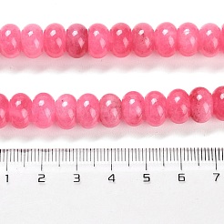 染め加工天然石ホワイトジェイドビーズ連売り  ロンデル  サクランボ色  10x6mm  穴：1mm  約61個/連  15.20インチ（38.6cm）&nbsp;G-G107-A03-01