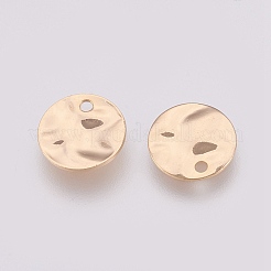 真鍮製チャーム  ウェーブのスペーサ  ニッケルフリー  18KGP本金メッキ  フラットラウンド  10x1mm  穴：1mm&nbsp;X-KK-Q735-17G