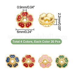 80Pcs 4 Colors Alloy Enamel Bead Caps&nbsp;FIND-DC0001-54