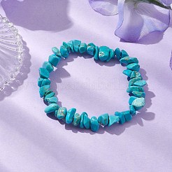 合成ターコイズチップビーズストレッチブレスレット女性用男性用  内径：2インチ（5cm）&nbsp;BJEW-JB10652-01