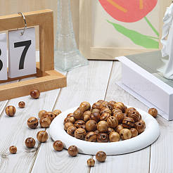 300Pcs 3 Styles Round Natural Wood Beads&nbsp;WOOD-GF0001-89B