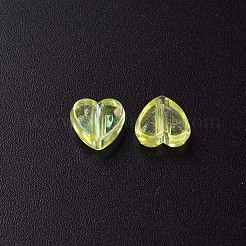 透明なアクリルビーズ  ABカラーメッキ  ハート  きいろ  7.5x8x3mm  穴：1.8mm  約3620個/500g&nbsp;MACR-S373-114-C03