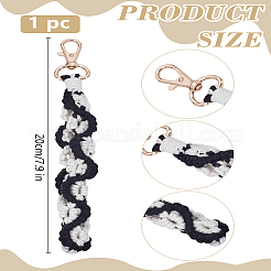 1Pc Woven Cotton Rope Flower Wrist Strap Pendant Decorations&nbsp;HJEW-LP0004-66B