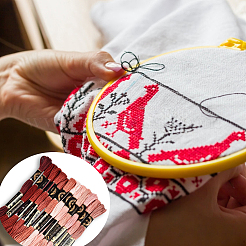 6層ポリエステル刺繍フロス  クロスステッチの糸  セグメント染めグラデーションカラー/クリスマス/秋カラーシリーズ  サドルブラウン  0.5mm  約8.75ヤード（8m）/かせ  12かせ&nbsp;OCOR-WH20074-01A-09
