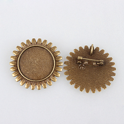 Vintage Alloy Brooch Cabochon Bezel Settings&nbsp;PALLOY-N0085-41AB-NF