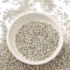 電気めっきガラスシードビーズ  メタリックカラー  シリンダー  銀メッキ  2x1.5mm  穴：1mm  約58967個/ポンド&nbsp;SEED-S042-01B-08