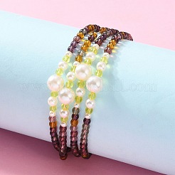 Plastic Imitation Pearl & Glass Round Beaded Long Necklaces for Women&nbsp;NJEW-A045-06