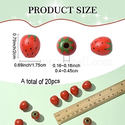 20個入りウッドビーズ  色とりどりの果物  苺  20x17.5mm  穴：4~4.5mm&nbsp;WOOD-YW0001-57
