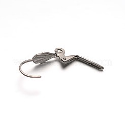 304ステンレススチールシェルフレンチフックピアス金具  カン付き  ステンレス鋼色  19x10.5x4.5mm  穴：1.5mm&nbsp;LS-STAS-E103-04C