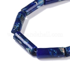 染色合成インペリアルジャスパービーズ連売り  コラム  ダークブルー  17x6mm  穴：1.5mm  約24個/連  16.14''（41センチメートル）&nbsp;G-P529-D01-A02