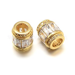 Column Brass Micro Pave Cubic Zirconia Large Hole Beads&nbsp;ZIRC-N017-20-NR