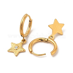 Crystal Rhinestone Star Dangle Hoop Earring & Moon Pendant Nacklace&nbsp;SJEW-P002-07G