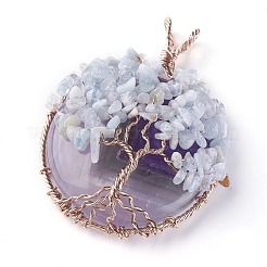 Natural Amethyst & Aquamarine Big Pendants&nbsp;G-G771-B03
