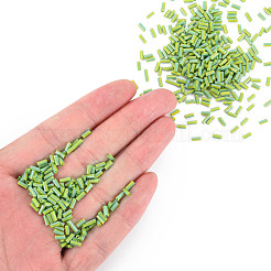 不透明な色ツートンシードガラスラッパビーズ  丸い穴  ラウンドラッパ  緑黄  4~8.5x2mm  穴：0.6~0.8mm  約450g /ポンド&nbsp;SEED-T006-02A-02