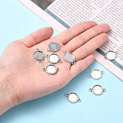 Tibetan Style Alloy Cabochon Connector Settings&nbsp;X-TIBE-M022-10AS