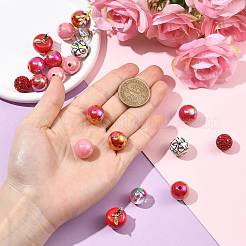 アクリルとパヴェのディスコボールビーズを使ったDIYファインディングキット  りんご  17.5x17mm  穴：3.3mm&nbsp;DIY-FS0010-56A