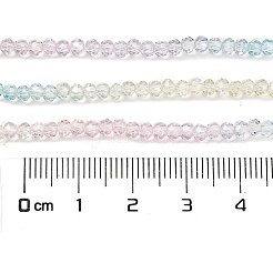 透明塗装ガラスビーズ連売り  多面カット  ロンデル  カラフル  2.6x2.5mm  穴：0.5mm  約135~140個/連  26~27cm&nbsp;X1-DGLA-A034-T1mm-A21