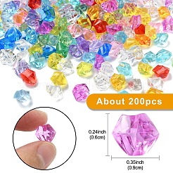 透明アクリルビーズ 50g  ナゲット  多面カット  ミックスカラー  9x6mm&nbsp;TACR-YW0003-08