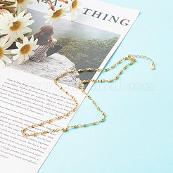 304ステンレススチールリンクチェーンブレスレット＆ネックレスセット  ゴールドカラー  6-7/8インチ（17.5cm）  17.13インチ（43.5cm）  2個/セット&nbsp;SJEW-JS01209