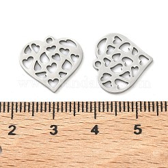 ステンレスペンダント201個  ハートチャーム  レーザー切断  ステンレス鋼色  14.5x15.5x0.8mm  穴：1.4mm&nbsp;STAS-F337-03P