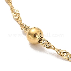Ion Plating(IP) 304 Stainless Steel Singapore Chain Necklace with Beads for Men Women&nbsp;NJEW-P263-01G