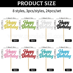 Paper & Glitter Sequins Cake Toppers with Bamboo Stick&nbsp;DIY-WH20087-002