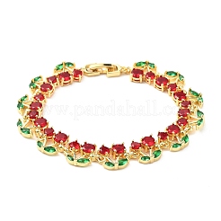 Cherry Brass Micro Pave Cubic Zirconia Chain Bracelets&nbsp;BJEW-L703-01A-G