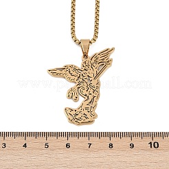 201ステンレススチール製大天使聖ミカエルペンダントネックレス  ゴールドカラー  23.50インチ（59.7cm）&nbsp;NJEW-K283-10G