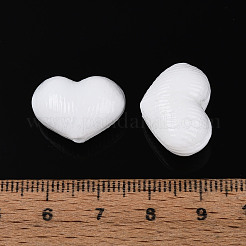 手作りランプワークビーズ  ハート  ホワイト  12.5~14x18~18.5x11~12mm  穴：1~1.5mm&nbsp;LAMP-T026-02B-02