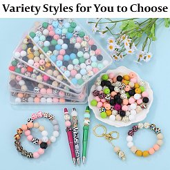 89Pcs Colorful Pattern Printed Silicone Beads Sets&nbsp;SIL-SZ0002-54B