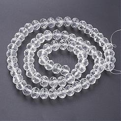 変色防止ファセットロンデルハンドメイドガラスビーズ  DIYクラフト用  透明  12x8mm  穴：1mm  約68~70個/連  58~59cm&nbsp;GS011-01