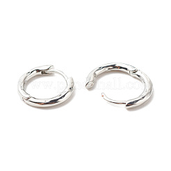 女性用真鍮管状フープピアス  カドミウムフリー＆鉛フリー  プラチナ  13.5x14.5x2mm  ピン：0.8mm&nbsp;EJEW-G306-01P