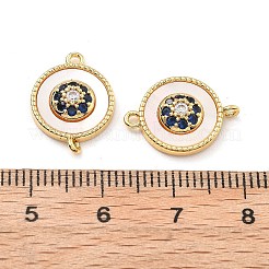 Brass Micro Pave Blue Cubic Zirconia and Shell Connector Pendants&nbsp;KK-B129-17G