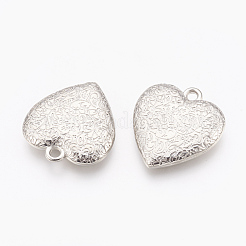 CCBプラスチックペンダント  花とハート  プラチナ  32.5x30x7mm  穴：3mm&nbsp;CCB-G006-120P