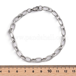 変色しにくいファッショナブルな 304 ステンレススチールの刻印入りつる母子チェーンブレスレット  カニカン付き  ステンレス鋼色  8-5/8インチ（220mm）  7mm&nbsp;LS-STAS-A028-B101P