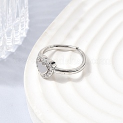 Brass Micro Pave Cubic Zirconia Cuff Open Rings for Women&nbsp;RJEW-B160-10P