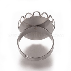 Adjustable 304 Stainless Steel Finger Rings Components&nbsp;STAS-WH0014-02B