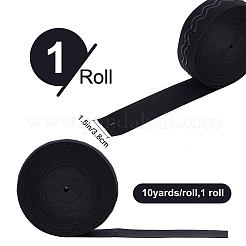 ポリエステルノンスリップニット弾性ベルト  衣類縫製用ウェーブシリコングリッパーゴムバンド  ブラック  38x1.2mm  10ヤード/ロール&nbsp;OCOR-WH0080-29B