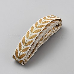 エスニックスタイルの花柄刺繍ポリエステルリボン  ジャカードリボン  服飾材料  砂茶色  1インチ（26mm）&nbsp;OCOR-WH0104-25B