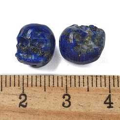 染色された天然のラピスラズリのビーズ  スカル  9~9.5x8~8.5x9~9.5mm  穴：1.4mm&nbsp;G-K387-02H