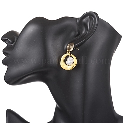 Nuggets Alloy & Plastic Imitation Pearl Dangle Stud Earrings&nbsp;EJEW-JE06904