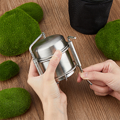 キャンプ用の鉄製液体アルコールストーブ付きポータブルステンレススチール  ポリエステル製収納袋付き  ステンレス鋼色  106x80x82mm&nbsp;AJEW-WH0314-339