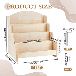 4-Tier Wood Display Riser Stands for Brochures&nbsp;ODIS-WH0001-94