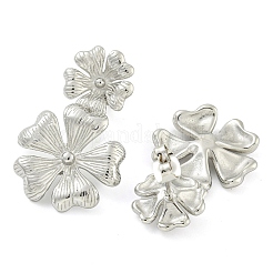 変色しない304ステンレススチール製スタッドピアス（女性用）  花  ステンレス鋼色  30x19mm&nbsp;EJEW-S227-45P