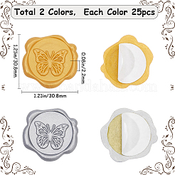 50Pcs 2 Colors Butterfly Adhesive Wax Seal Stickers&nbsp;DIY-CP0010-25