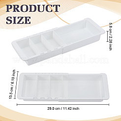 3個 4グリッドプラスチック引き出し収納ボックス  長方形  ホワイト  290x155x58mm  内径：130x67mm＆130x39mm＆130x64mm＆130x63mm&nbsp;AJEW-WA0004-80