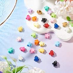 30色のベーキングペイント不透明アクリルビーズ15個  スター  ミックスカラー  12.5x10x7mm  穴：1.6mm  内径：4mm  2個/カラー&nbsp;ACRP-TA0001-05